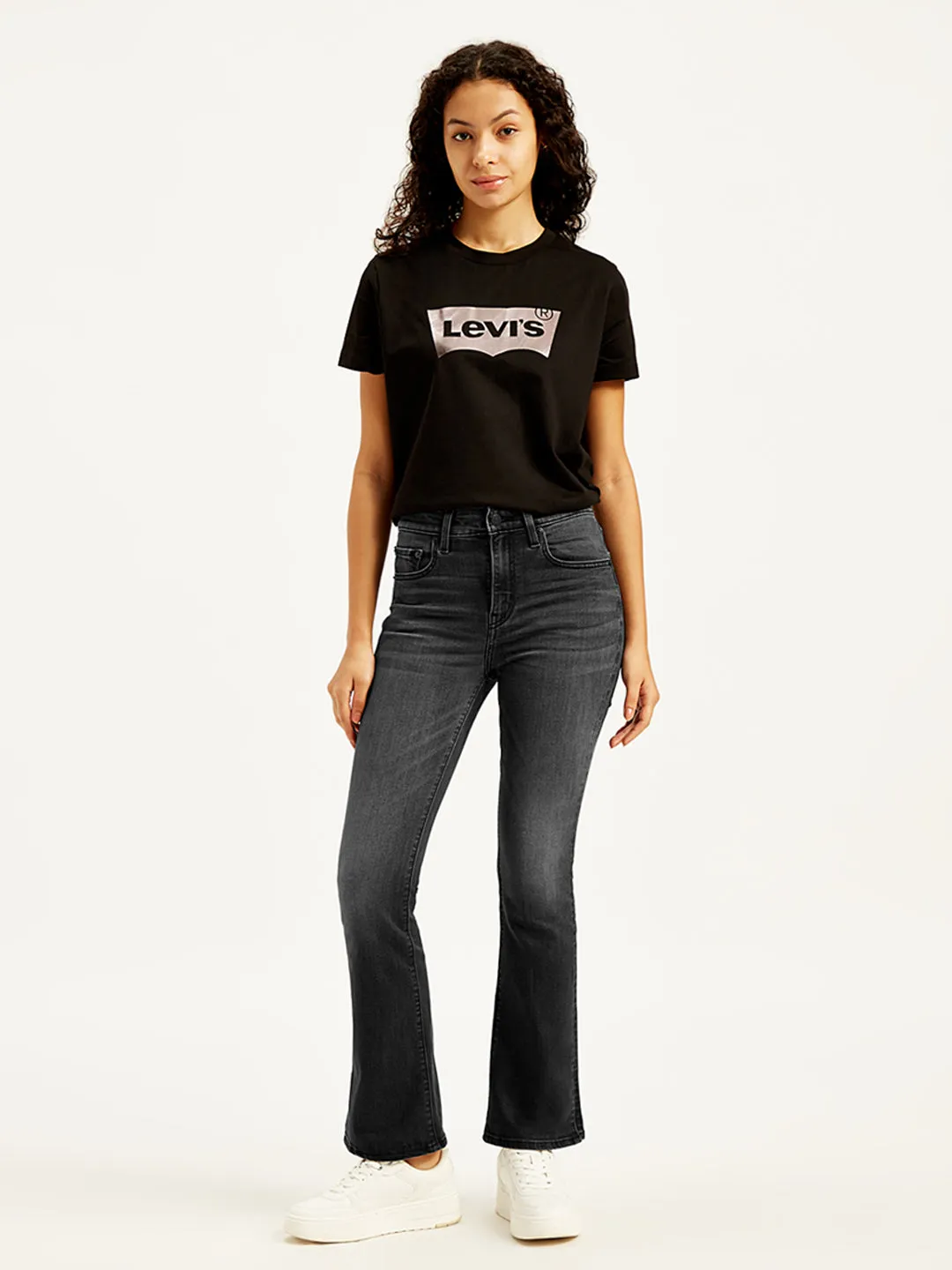 Women's 725 Black Flared Fit High Rise Jeans Balanced Style