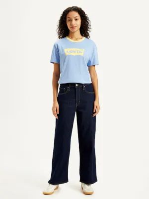 Women's Navy Blue Mile High Wide Leg Fit High Rise Jeans Loose Spring Mood
