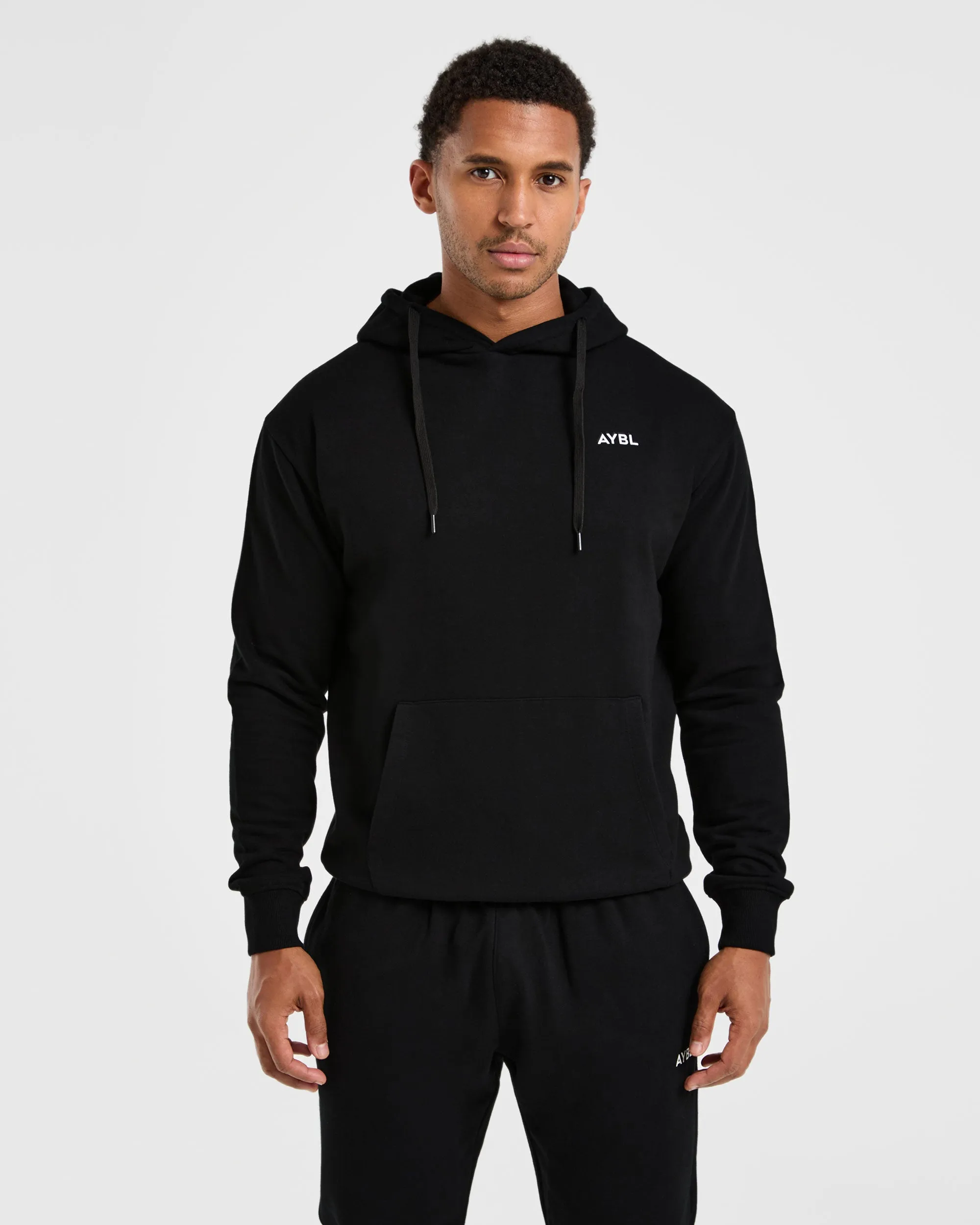 Essential Lightweight Hoodie - Black Elasticated Waistband