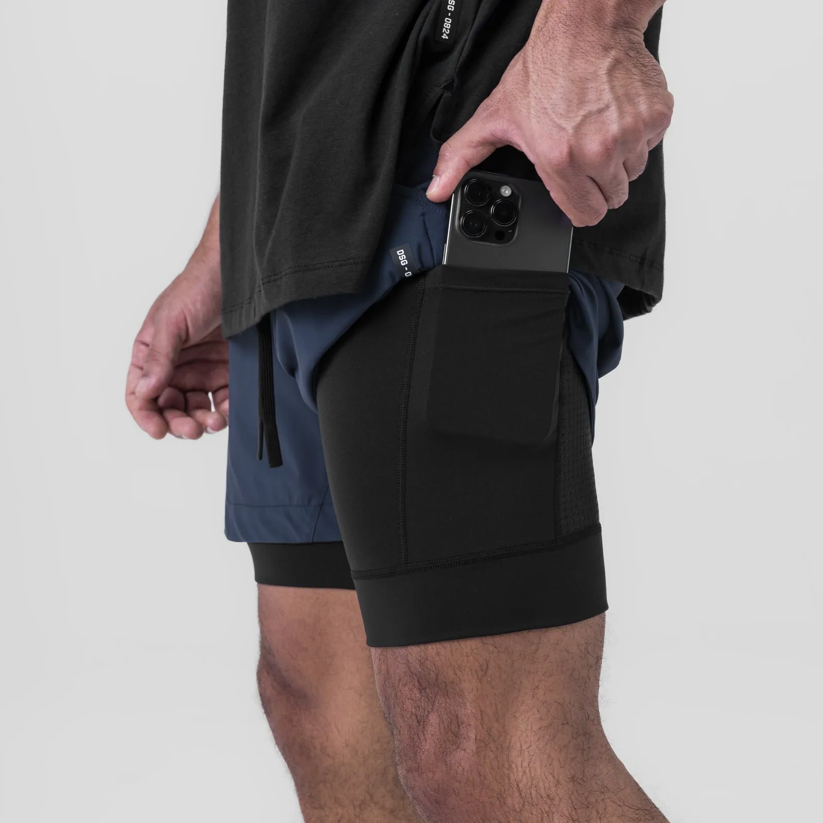 0865. Tetra-Lite? 5" Liner Short - Navy "Wings"/Black Durable Quality Simple Fit