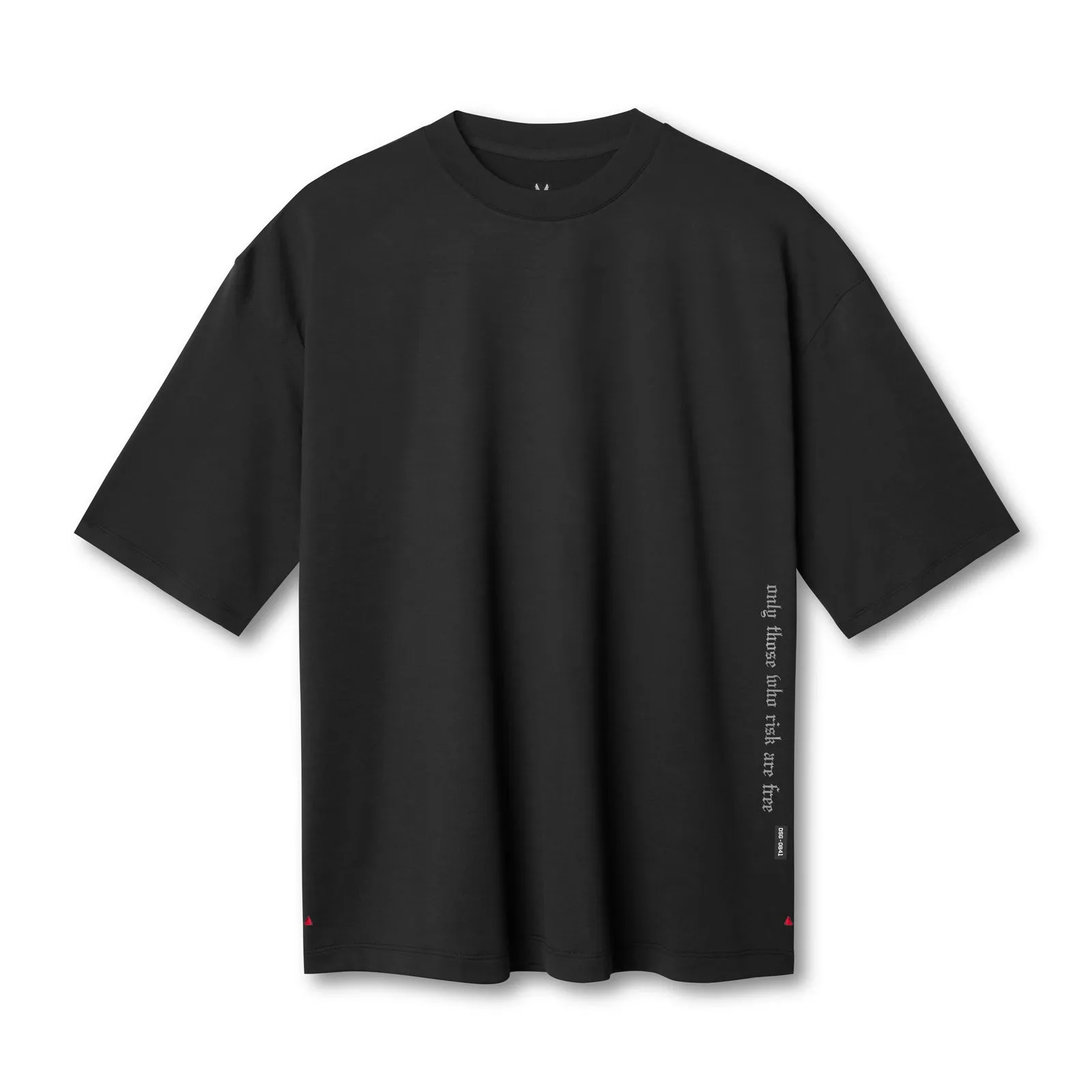 Fashion Ready Weekend Style Trend 0841. 3D-Lite? 2.0 3/4-Sleeve Oversized Tee - Black "OTWR"