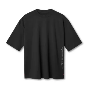 Fashion Ready Weekend Style Trend 0841. 3D-Lite? 2.0 3/4-Sleeve Oversized Tee - Black "OTWR"