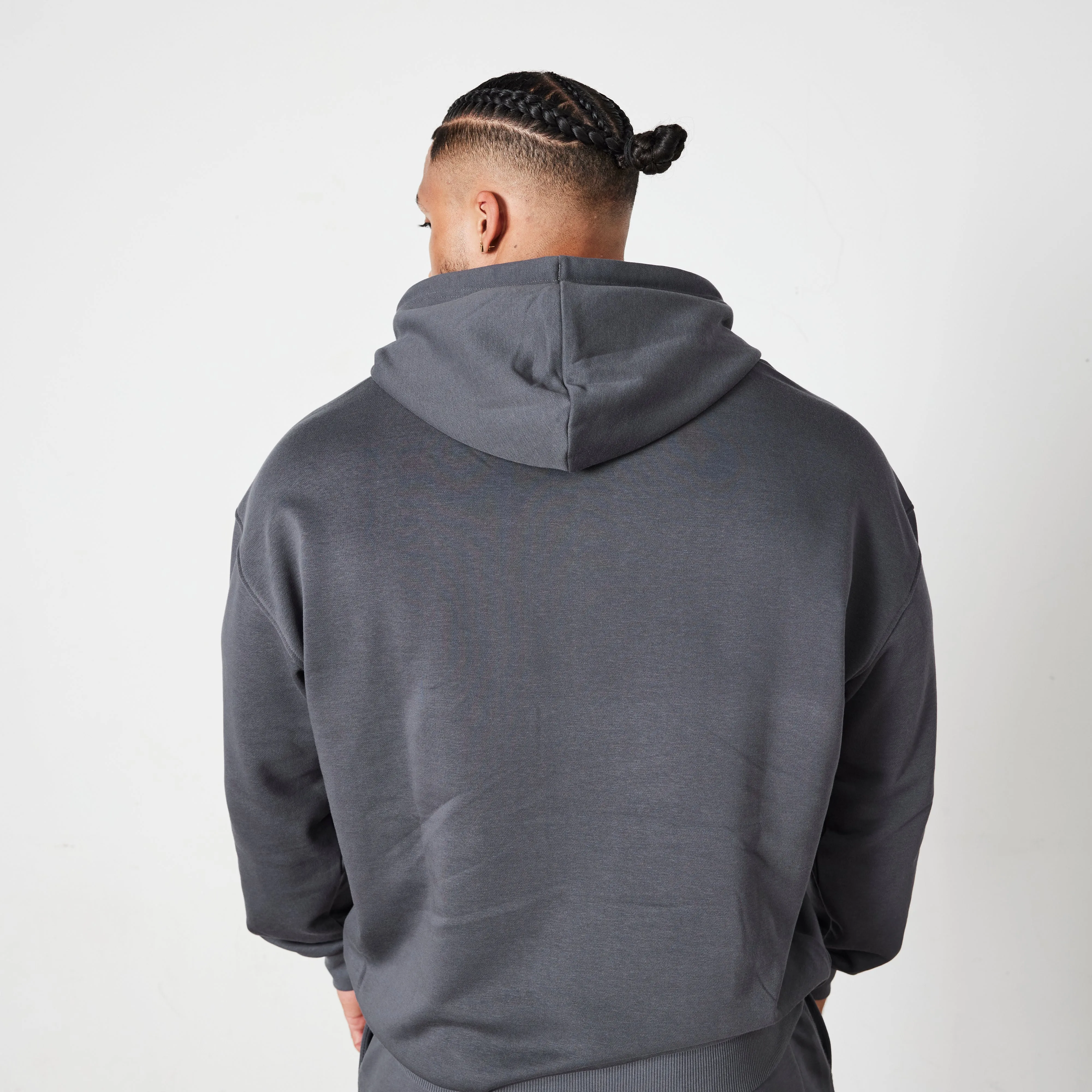 Trendy Outfit Structured Hood Shape Vanquish Essential Denim Blue Oversized Pullover Hoodie