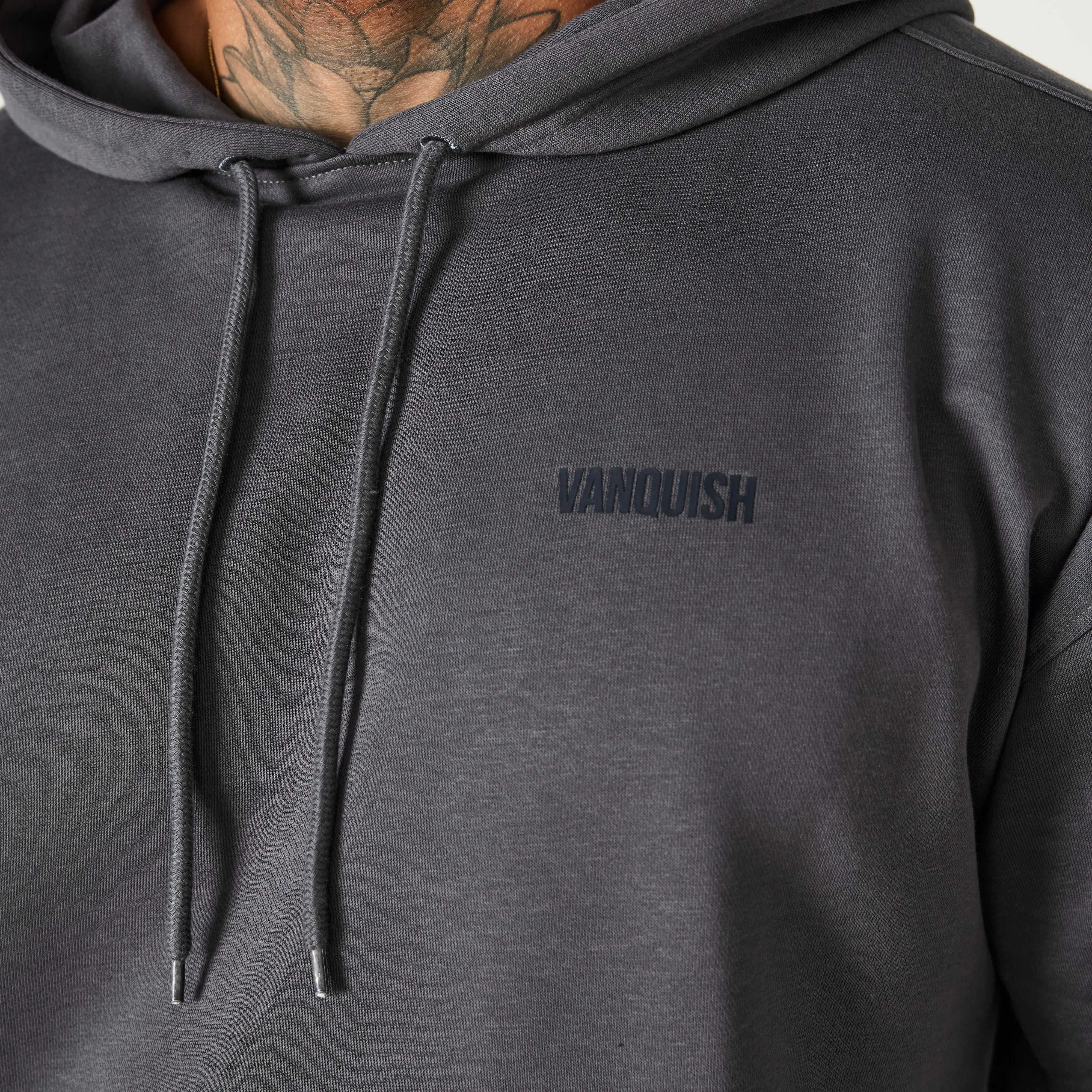 Rugged Texture Senior Vanquish Essential Denim Blue Oversized Pullover Hoodie