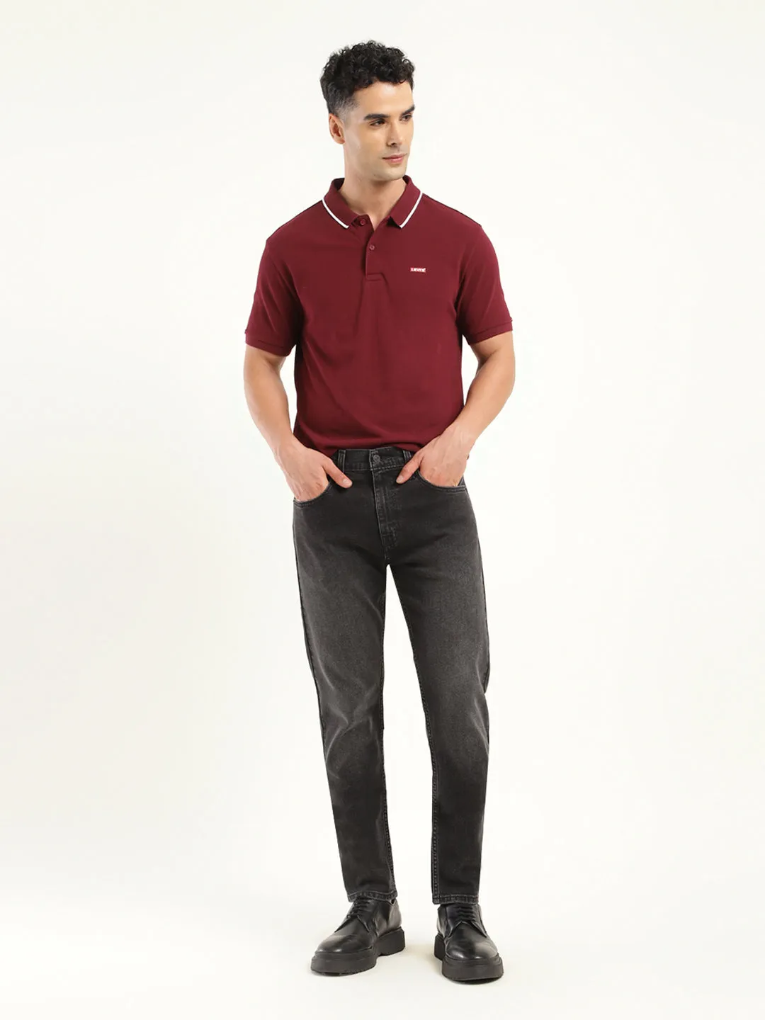 Men's 512 Black Slim Tapered Fit Mid Rise Jeans elastic waistband
