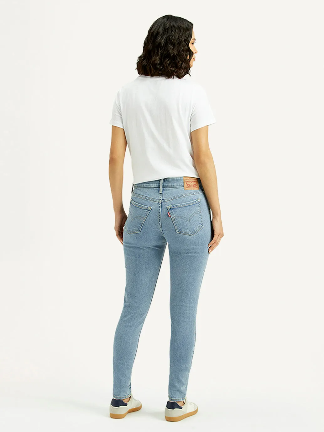 On-the-Go Look Premium Cotton Blend Women's 711 Light Blue Skinny Fit Mid Rise Jeans