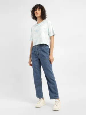 Women's 94 Indigo Baggy Wide Leg Fit Mid Rise Jeans Low Maintenance Tailored Cut