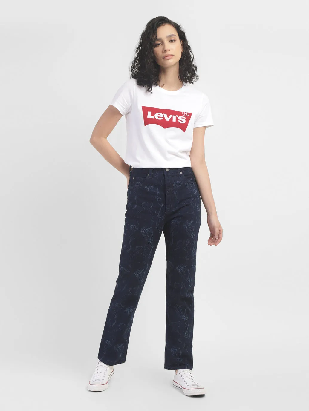 Women's Blue Loose Fit High Rise Jeans Flexible Knee Panels Airy Touch
