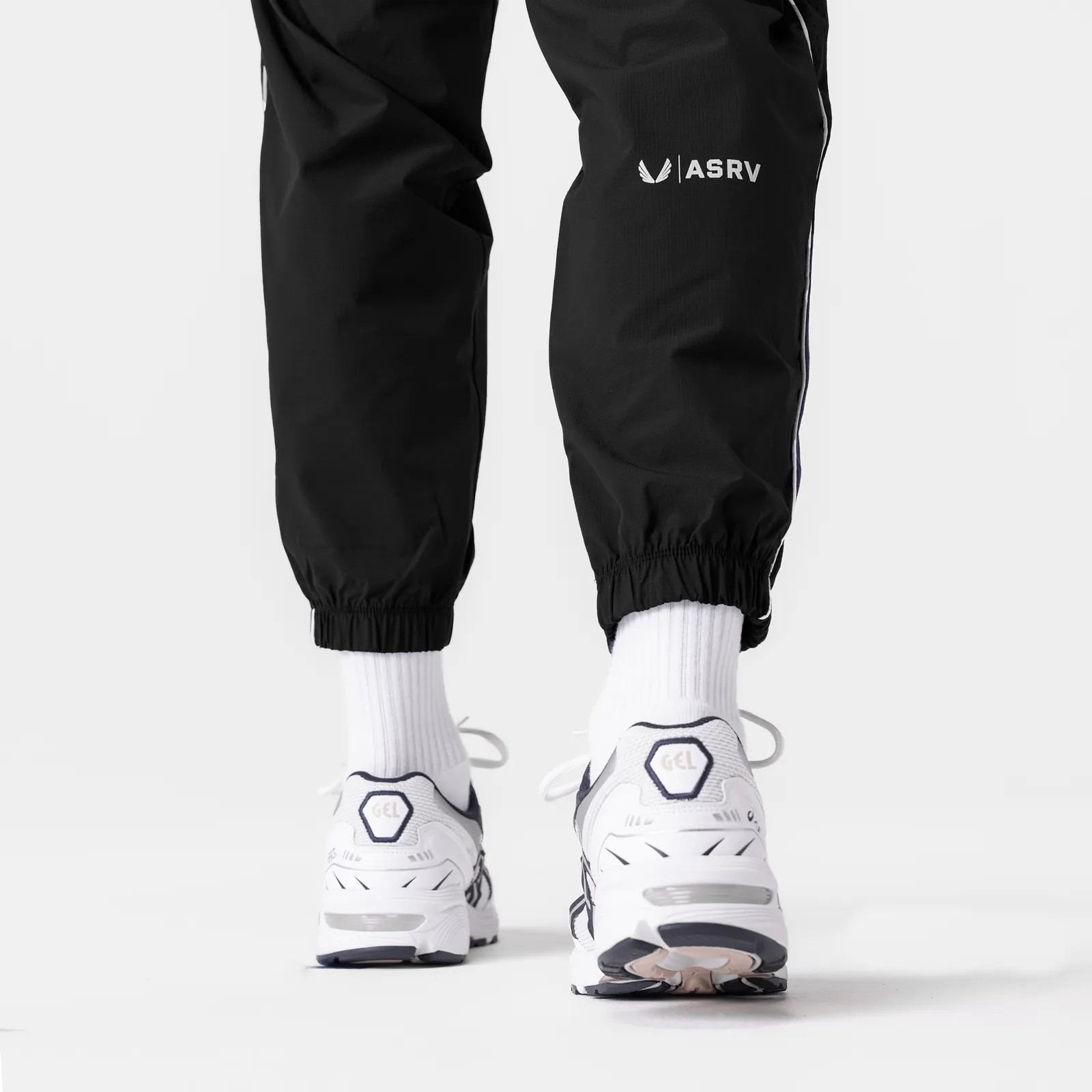Decorative stitching Wrinkle resistant fabric 0796. Ripstop Oversized Track Pant - Black "Patch"
