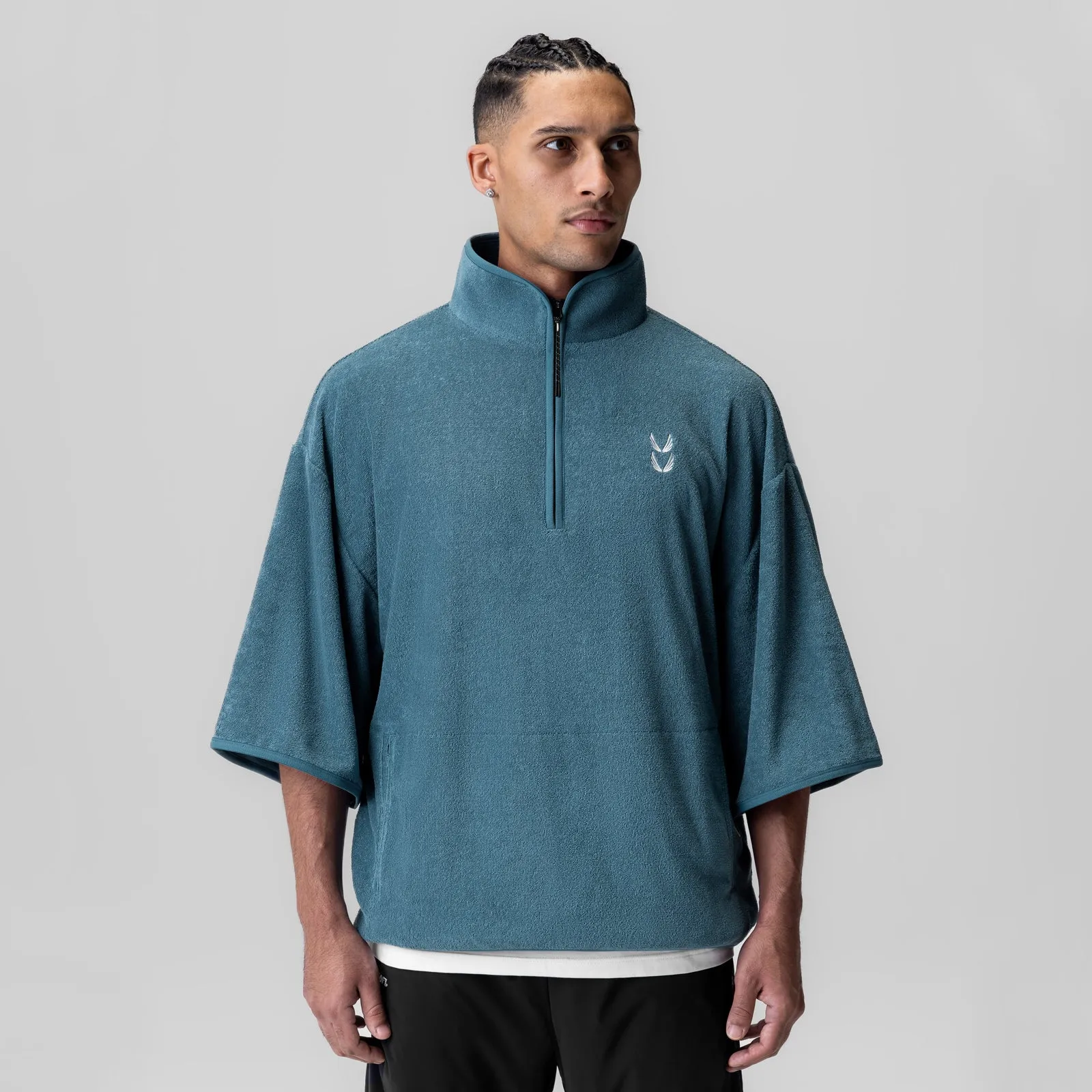 EcoFriendlyMaterial Best Seller 1057. Towel Terry Quarter Zip Oversized Tee - Storm
