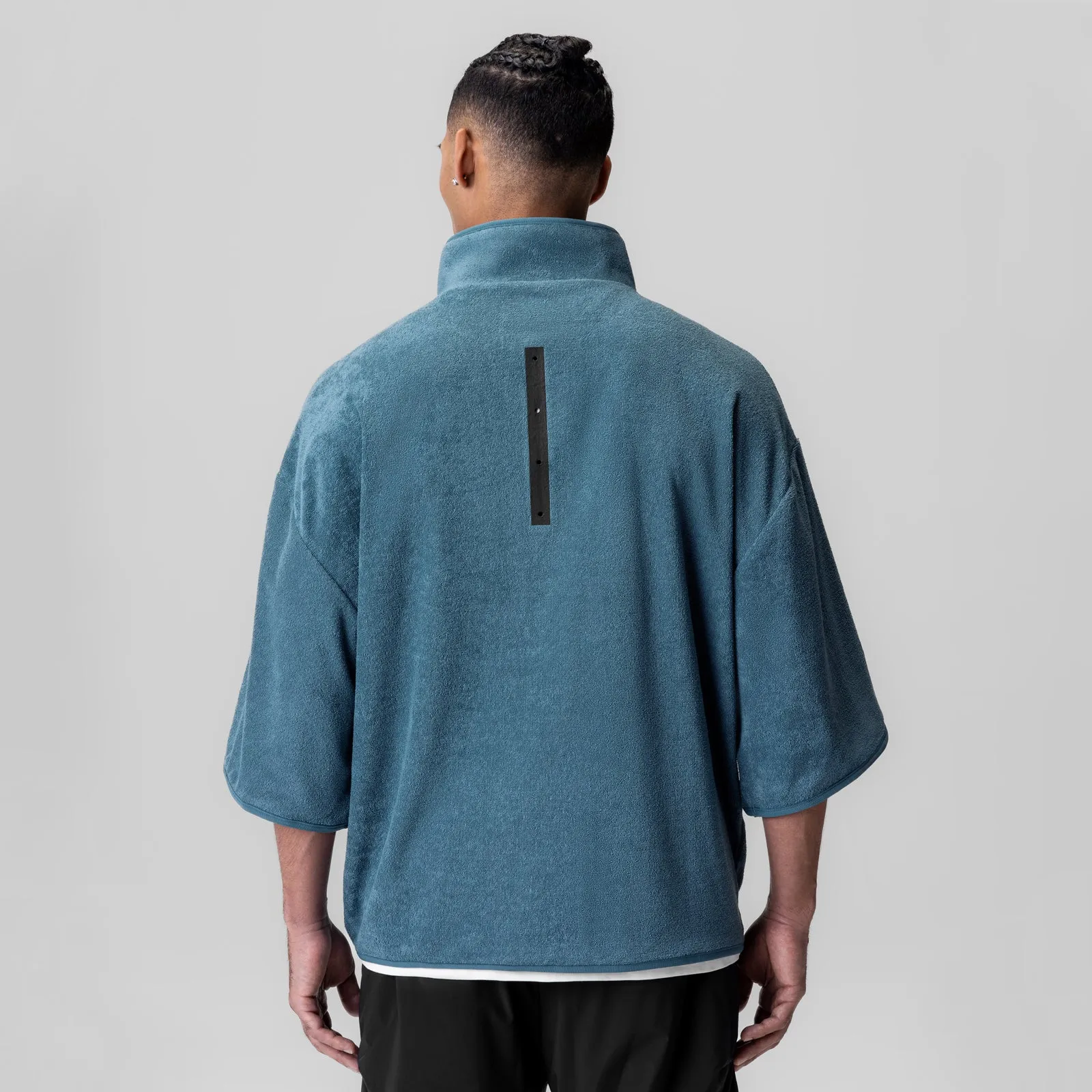 Reinforced Hemline 1057. Towel Terry Quarter Zip Oversized Tee - Storm