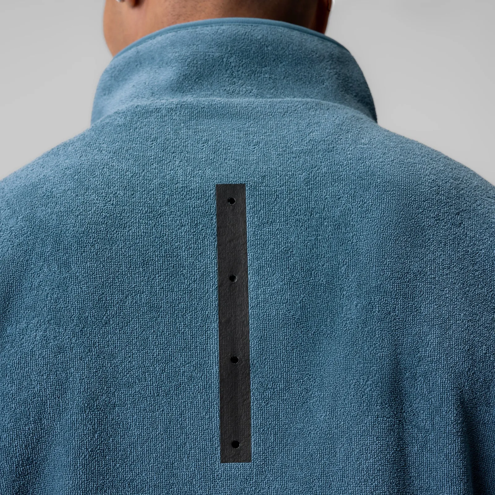 Odor Resistant Treatment Holiday Wear 1057. Towel Terry Quarter Zip Oversized Tee - Storm