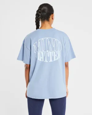 Carbon Infused Fabric Laser cut Anti Pilling Fabric Mind Over Matter Oversized T Shirt - Blue