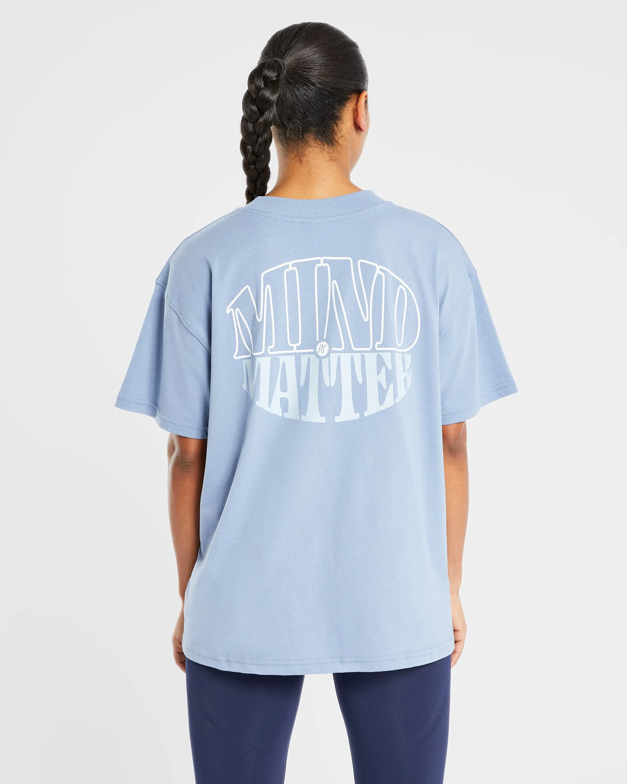 Carbon Infused Fabric Laser cut Anti Pilling Fabric Mind Over Matter Oversized T Shirt - Blue