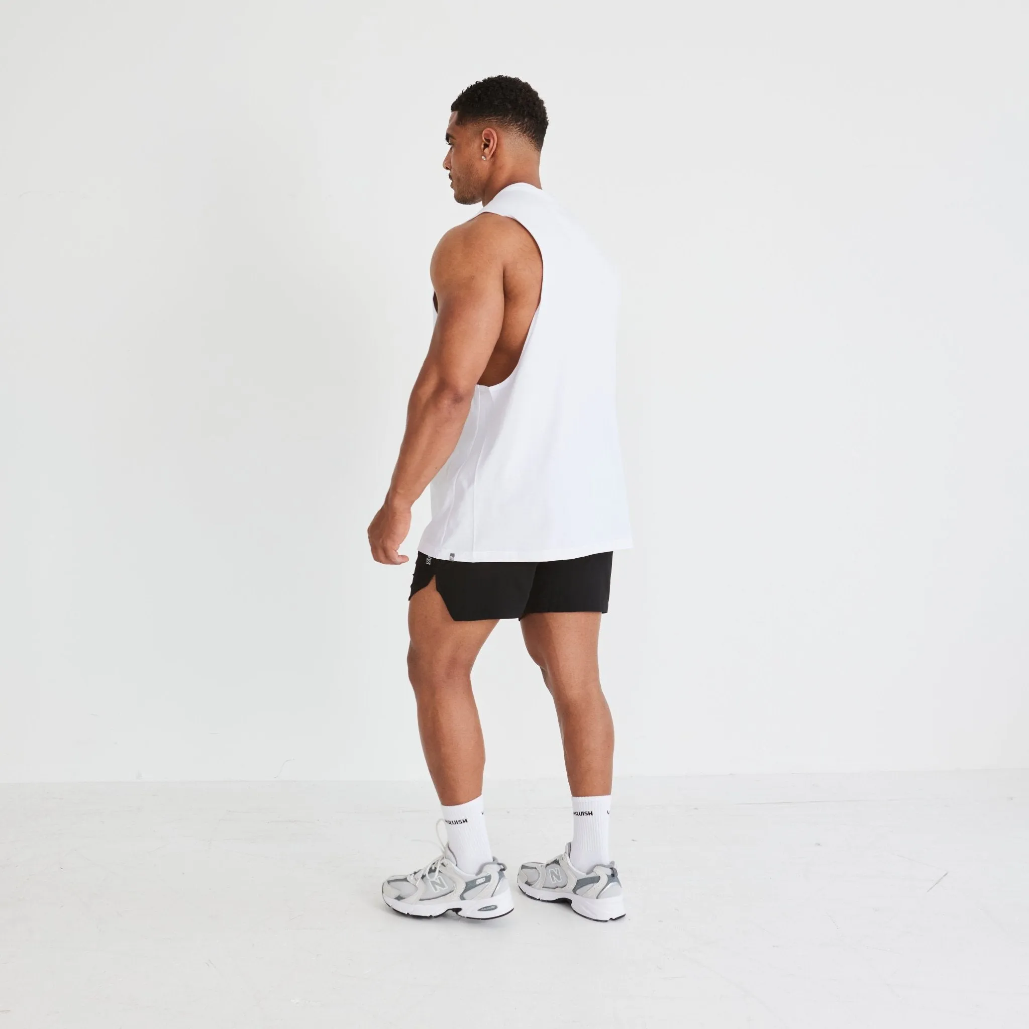 Vanquish Essential White Oversized Sleeveless T Shirt low intensity conflict Comfort - prioritized