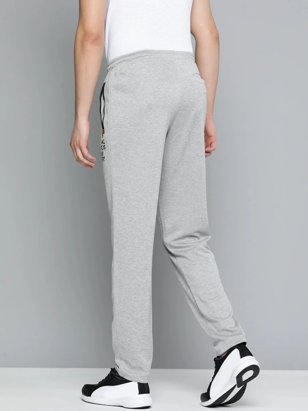 Comfort-First Quick Motion Alcis Men Grey Typography Printed Slim Fit Track Pants
