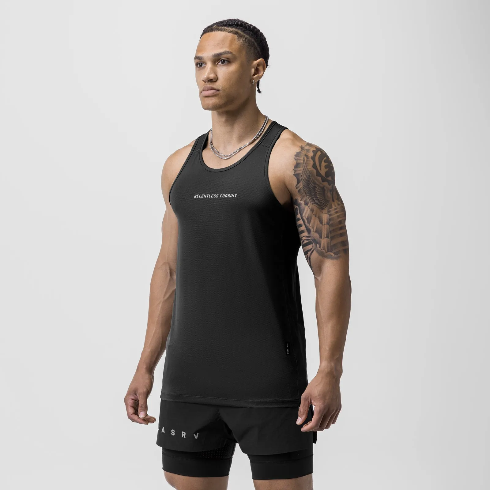 0754. AeroSilver? Training Singlet - Black "RP" Durable Blends Advanced Technology