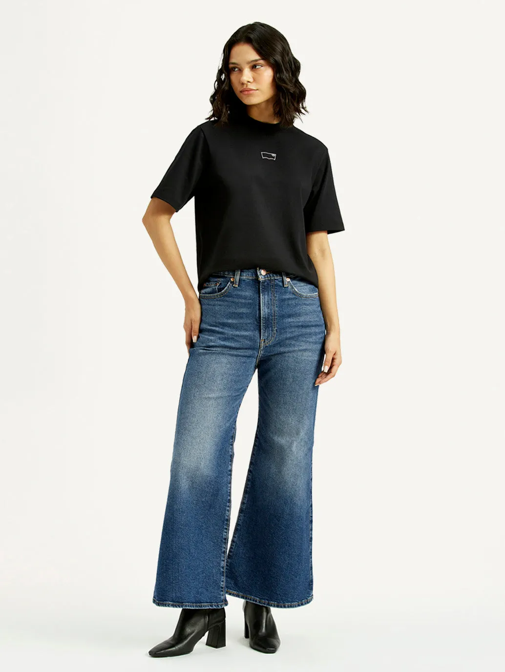 Daily Wear Nature Lover Women's Blue Ribcage Bell Bottom Flared Fit Mid Rise Jeans