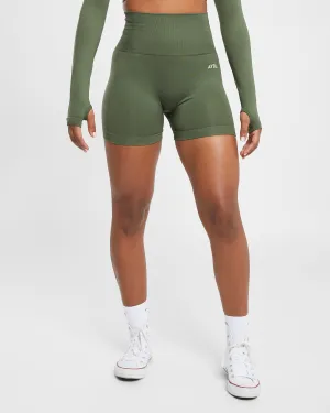 Soft Material Empower Seamless Shorts - Khaki Green Water resistant coating