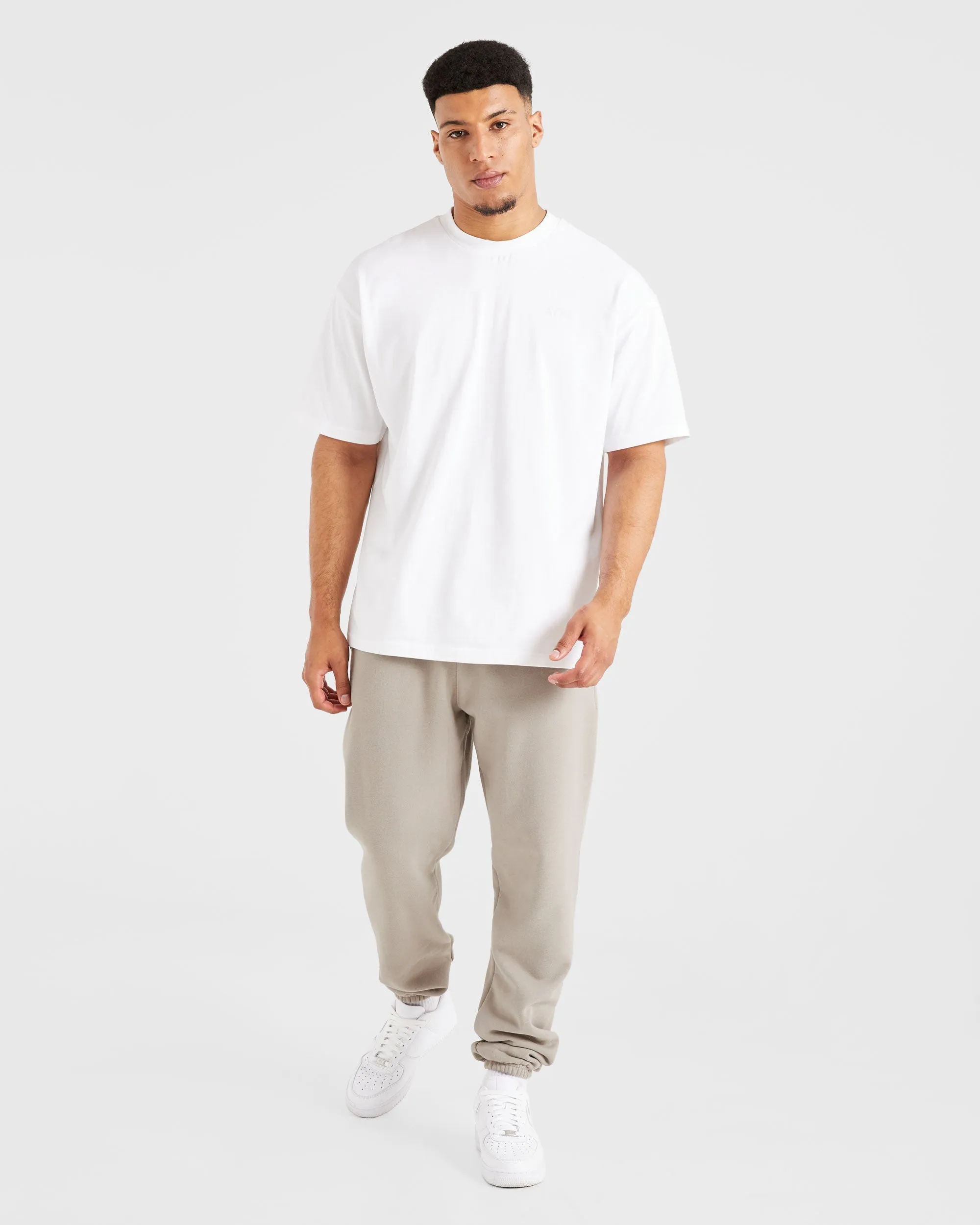 No Fuss Tapered ankle Essential Oversized Joggers - Stone
