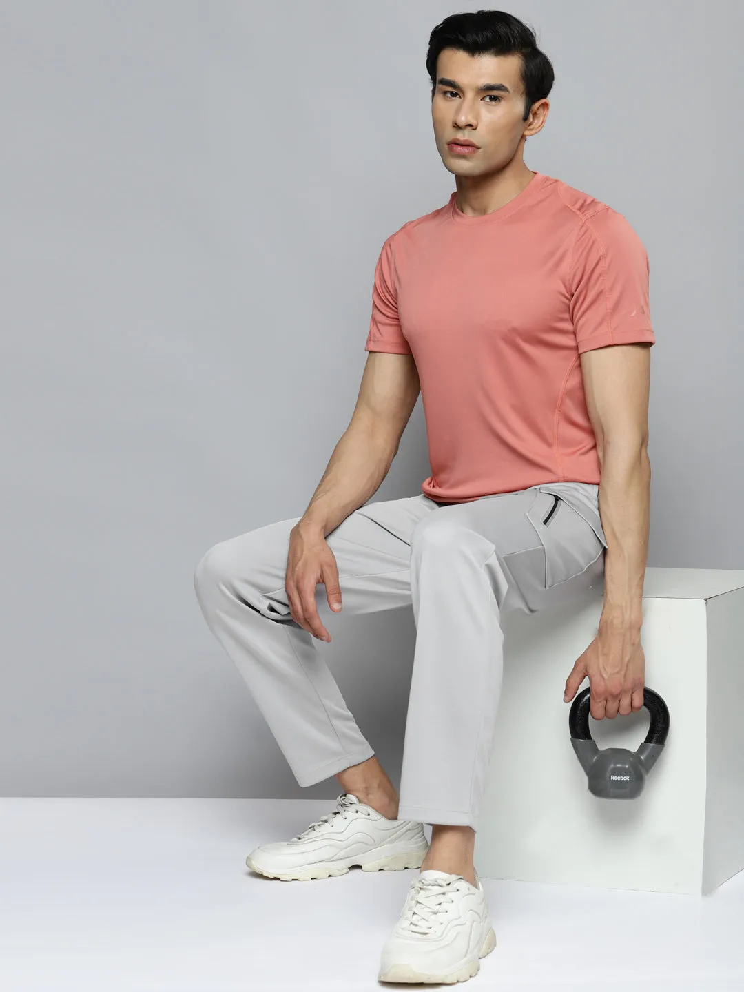 Flexible Seam Alcis Men Grey Solid Slim Fit Running Track Pants