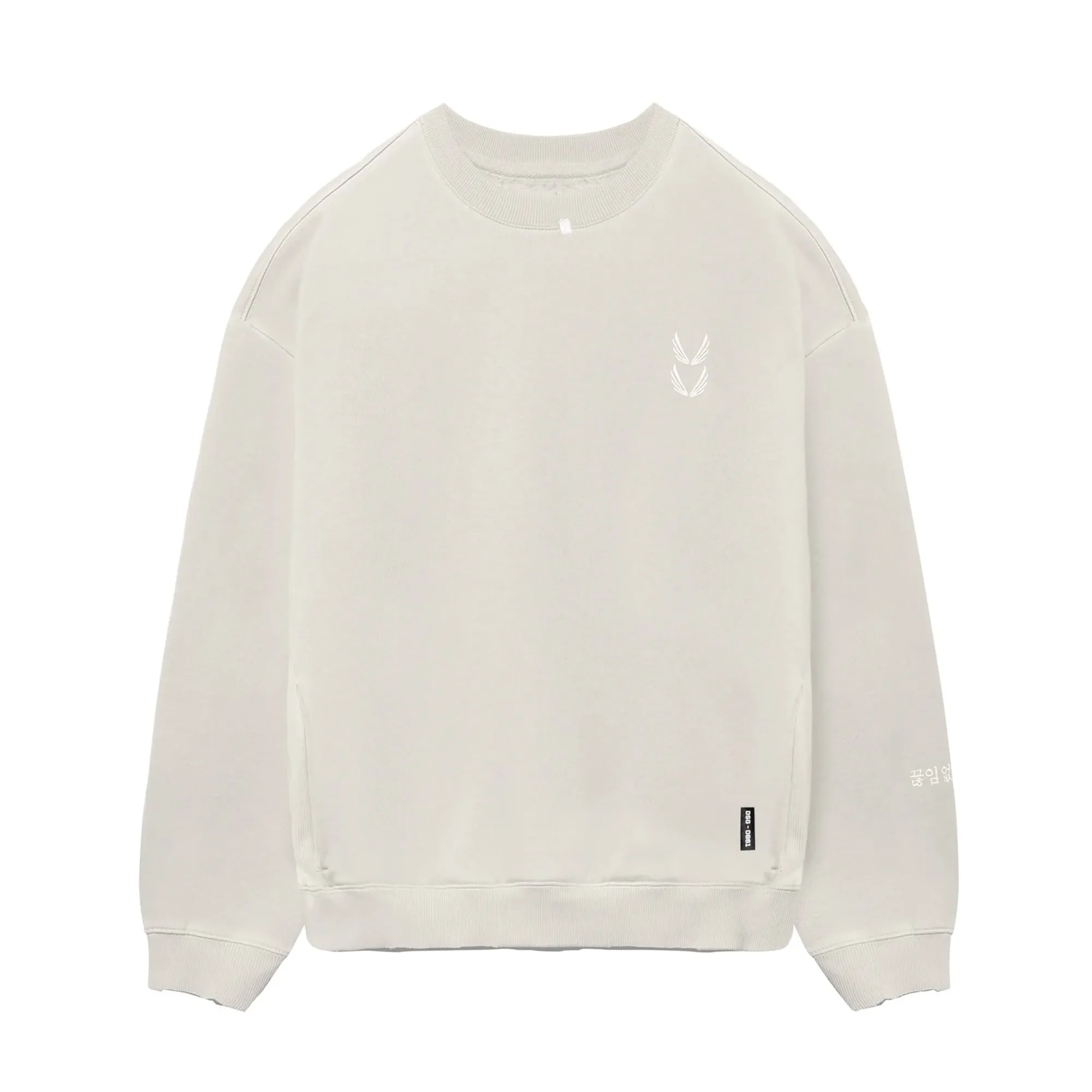0861. Tech Essential? Distressed Crewneck - Faded Stone Layering Piece Minimal Comfort
