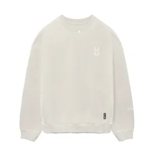 0861. Tech Essential? Distressed Crewneck - Faded Stone Layering Piece Minimal Comfort