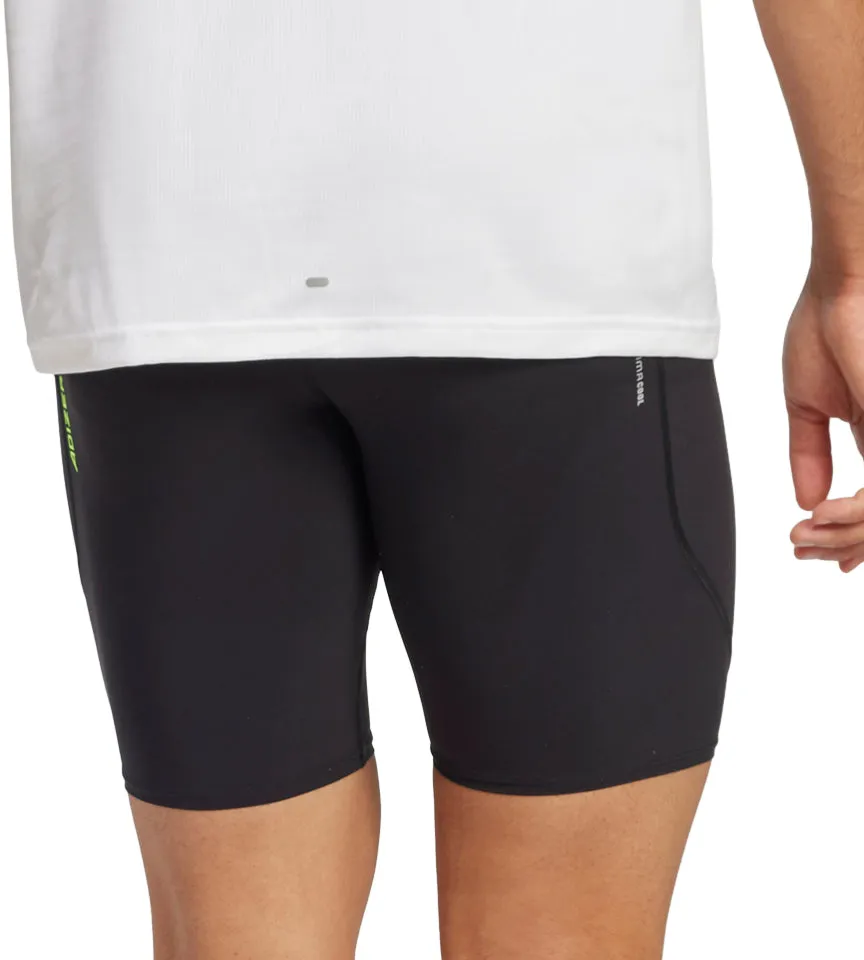 adidas Adizero Mens Short Running Tights - Black Lounge Fit RollUpFasten