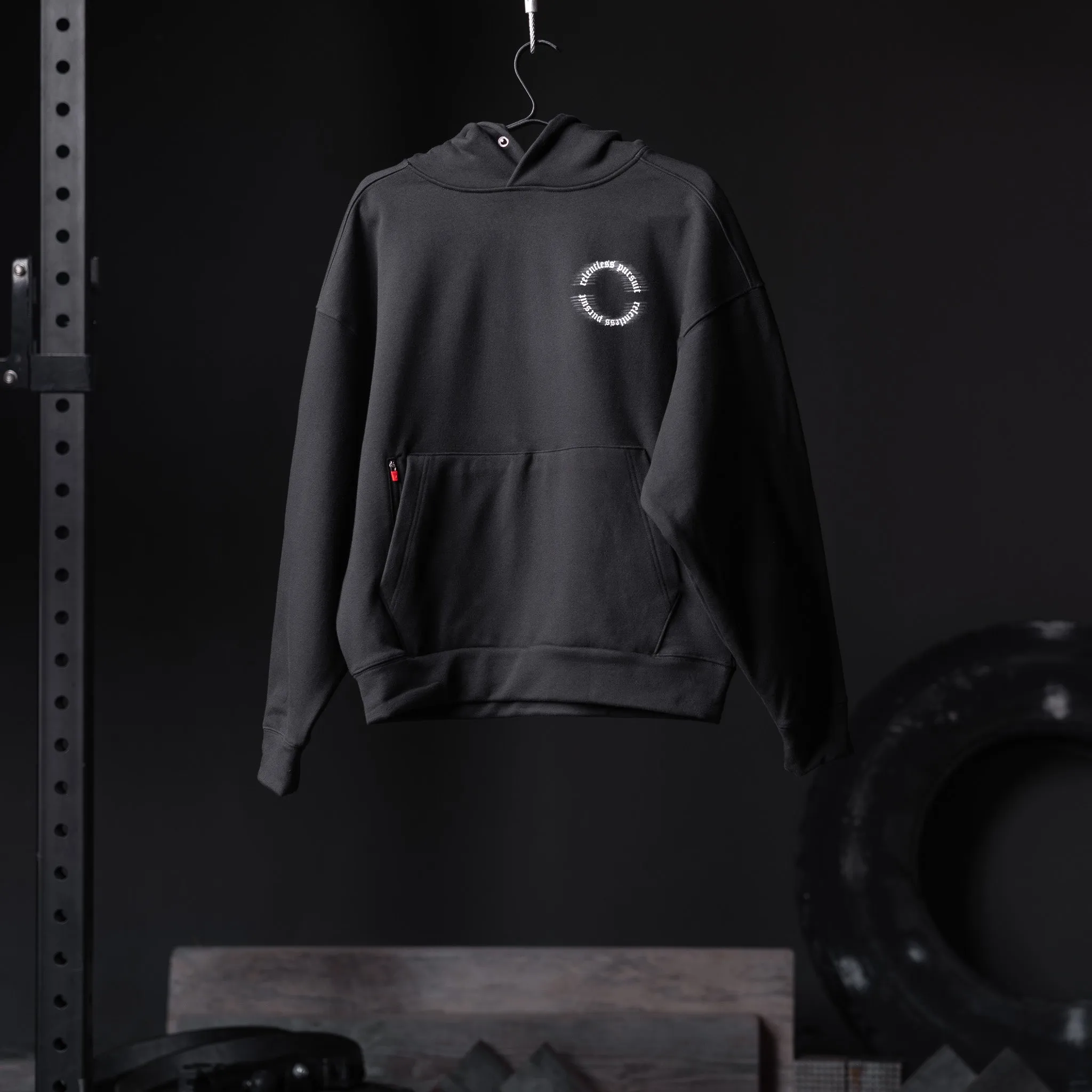 0874. Tech-Terry? Zip Pocket Hoodie - Black "RP Blur" Outdoor Activity Signature Piece