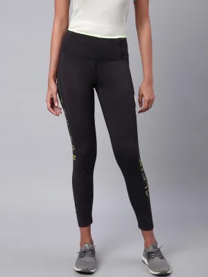 Pro Athlete City Walk Power Fit Alcis Women Black Drytech  Solid Cropped Training Tights