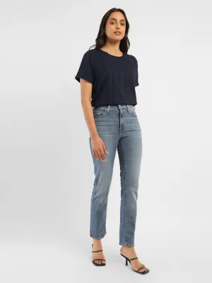 Women's 724 Blue Straight Fit High Rise Jeans Quick Pick Chill Fit