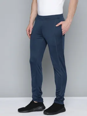 Alcis Men Navy Blue Slim Fit Solid Training Track Pants ReflectiveTrim