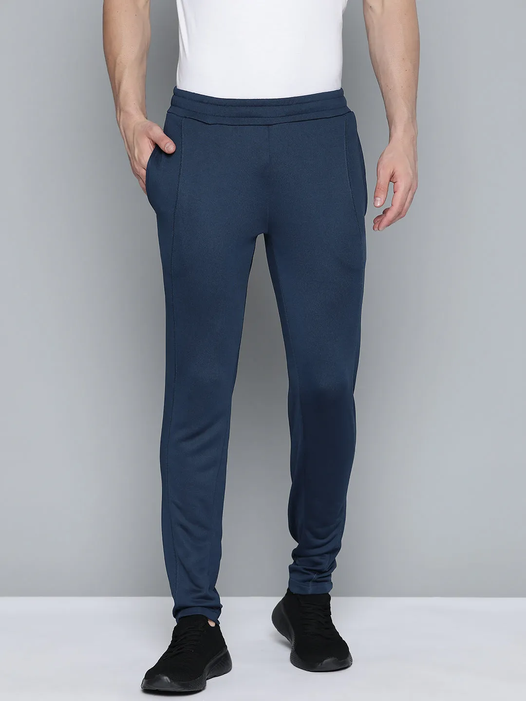 Non Clip Alcis Men Navy Blue Slim Fit Solid Training Track Pants