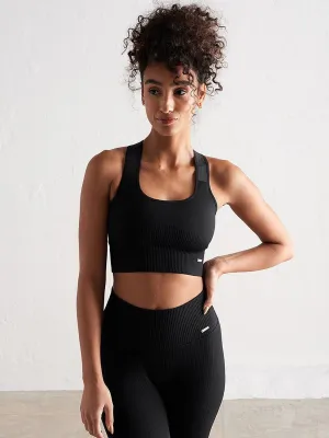Black High Support Ribbed Bra cardigan budget-friendly