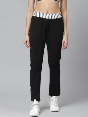 vivid color Alcis Women Black Solid Training Track Pants