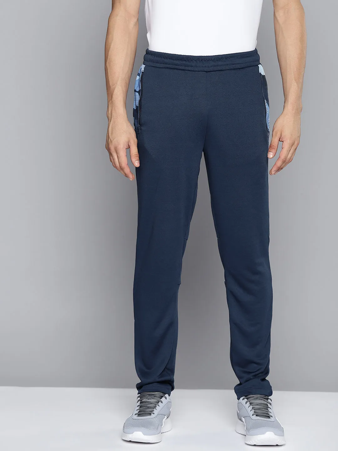 Alcis Men Navy Blue Solid Slim Fit Track Pants with Side Detail City Ready