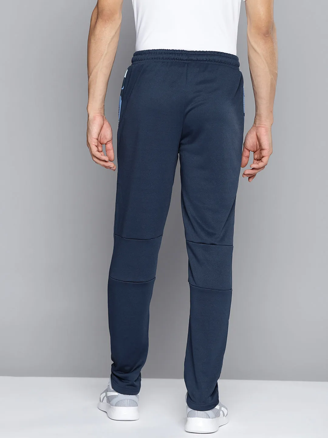 Easy Care Fabric Finish Distressed finish Alcis Men Navy Blue Solid Slim Fit Track Pants with Side Detail