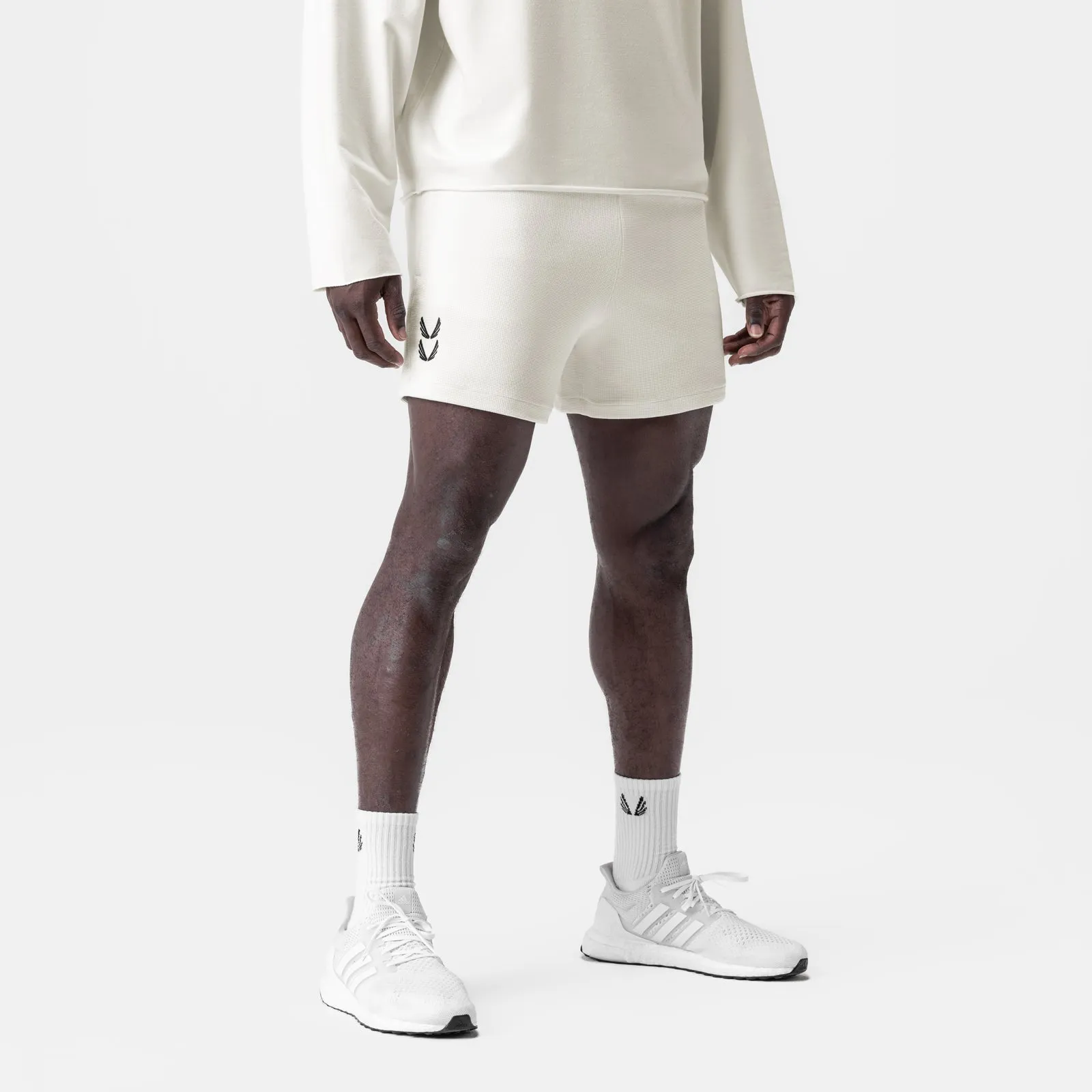 0954. Waffle Knit Sweat Short - Cream Practical Wear tall size