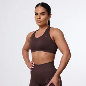 Hook-and-eye closure seams Adjustable straps seams Vanquish Elevate Seamless Coffee Brown Support Bra