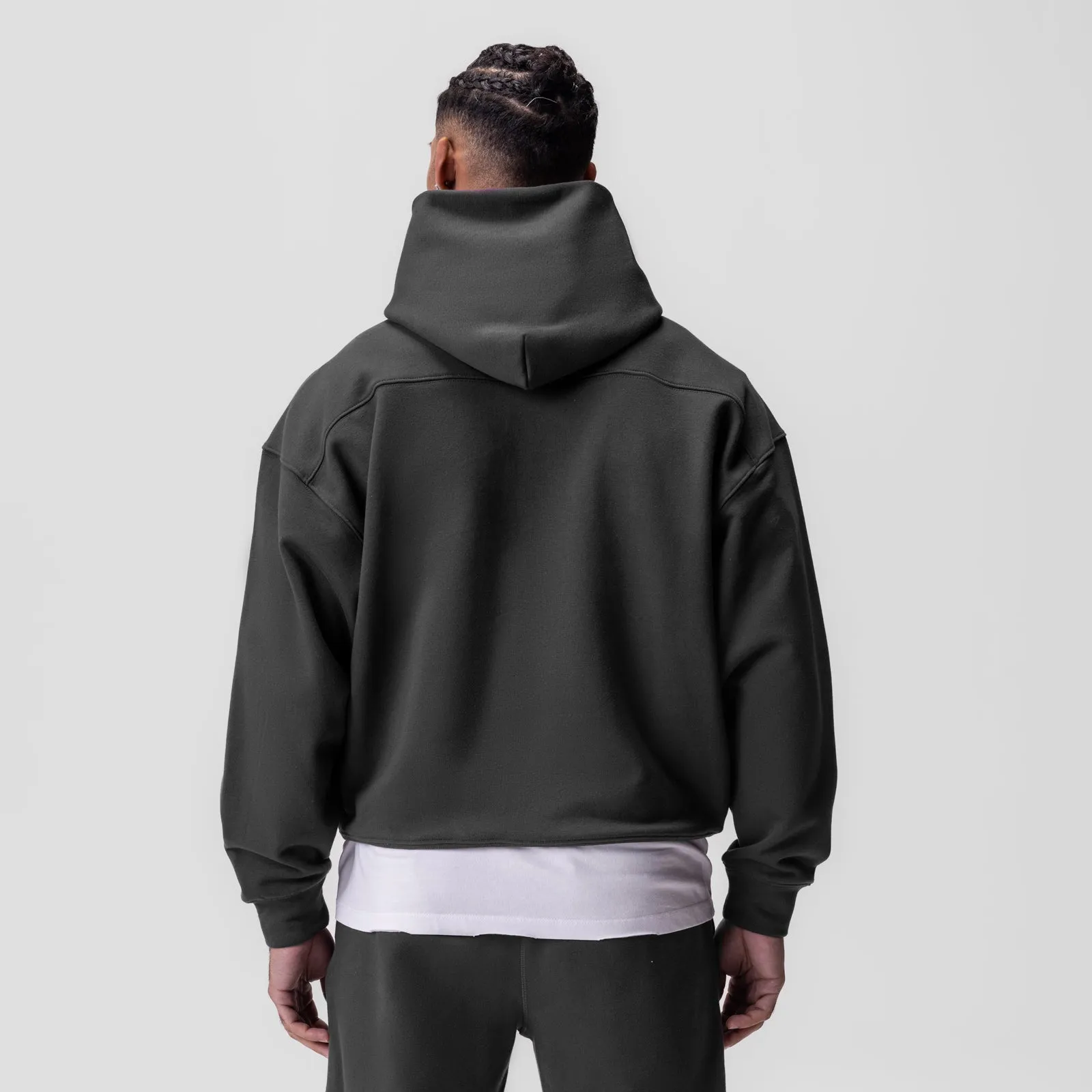 Minimalist Outfit Water resistant coating 0648. Tech-Terry? Hoodie - Space Grey "Space Bracket"