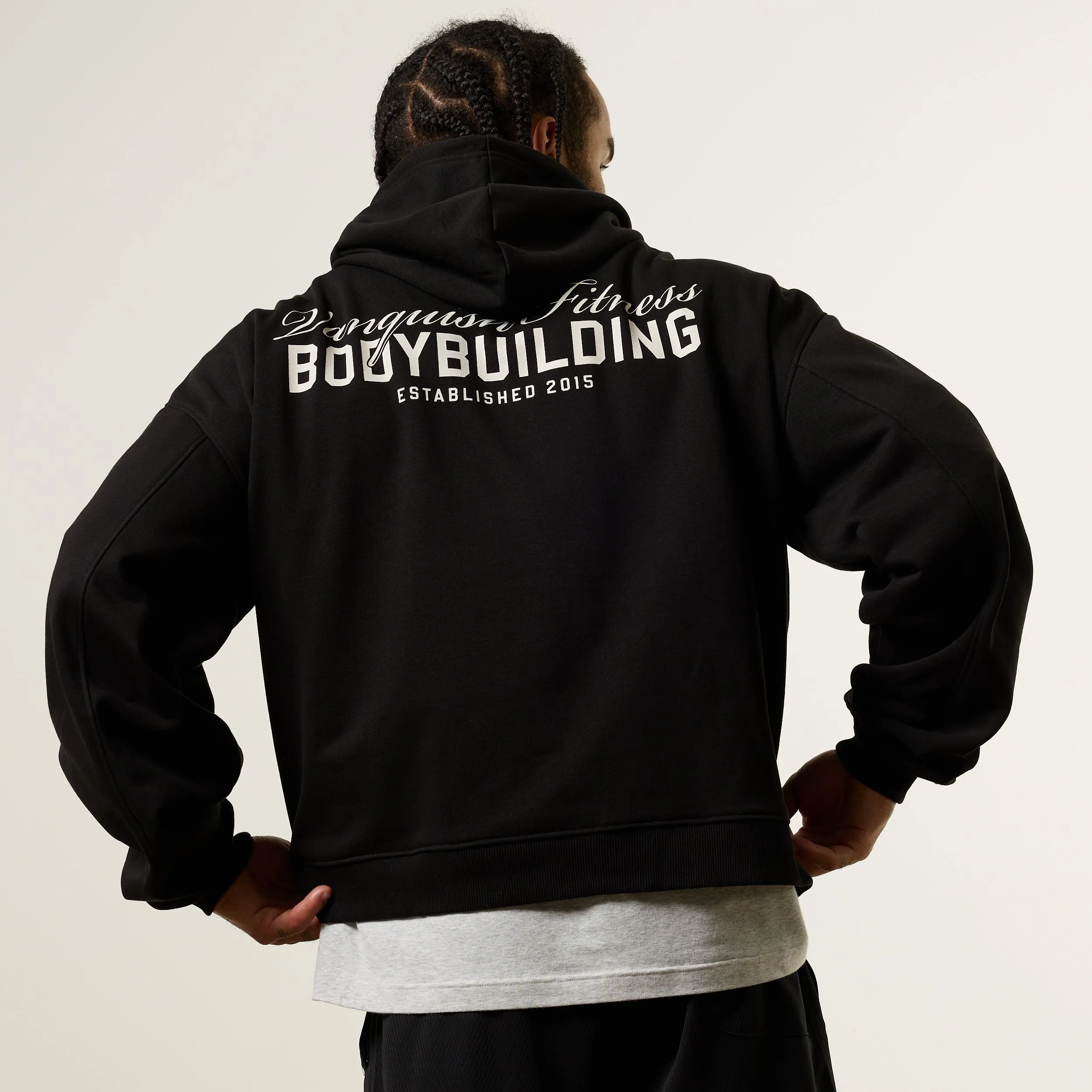Vanquish Bodybuilding Black Oversized Boxy Pullover Hoodie Ergonomic Tailoring
