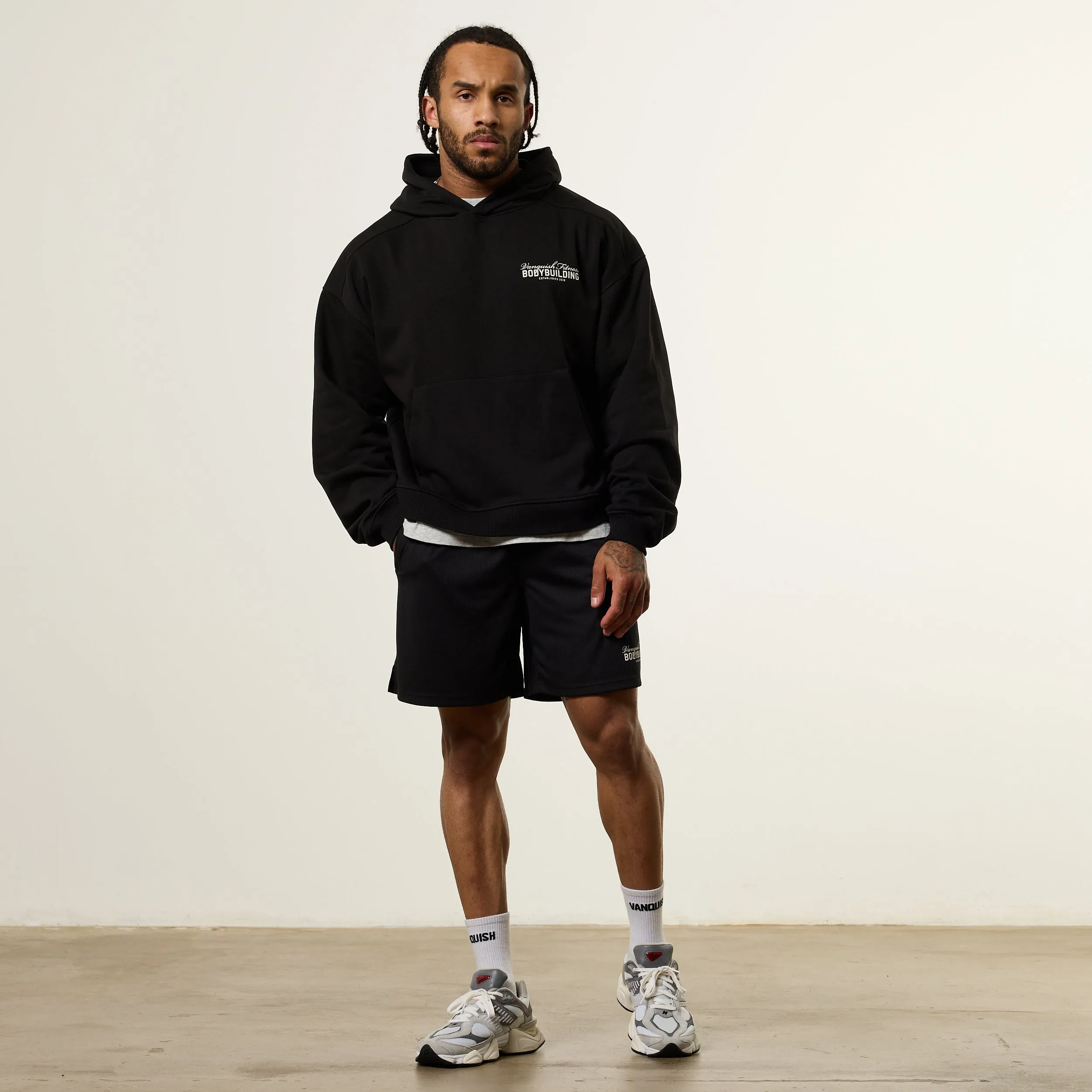 Vanquish Bodybuilding Black Oversized Boxy Pullover Hoodie Everyday Layer