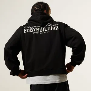 Vanquish Bodybuilding Black Oversized Boxy Pullover Hoodie Ergonomic Tailoring