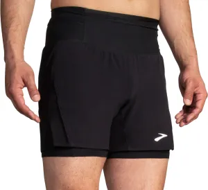 Brooks 5 Inch High Point 2.0 2 In 1 Mens Running Shorts - Black school clothing