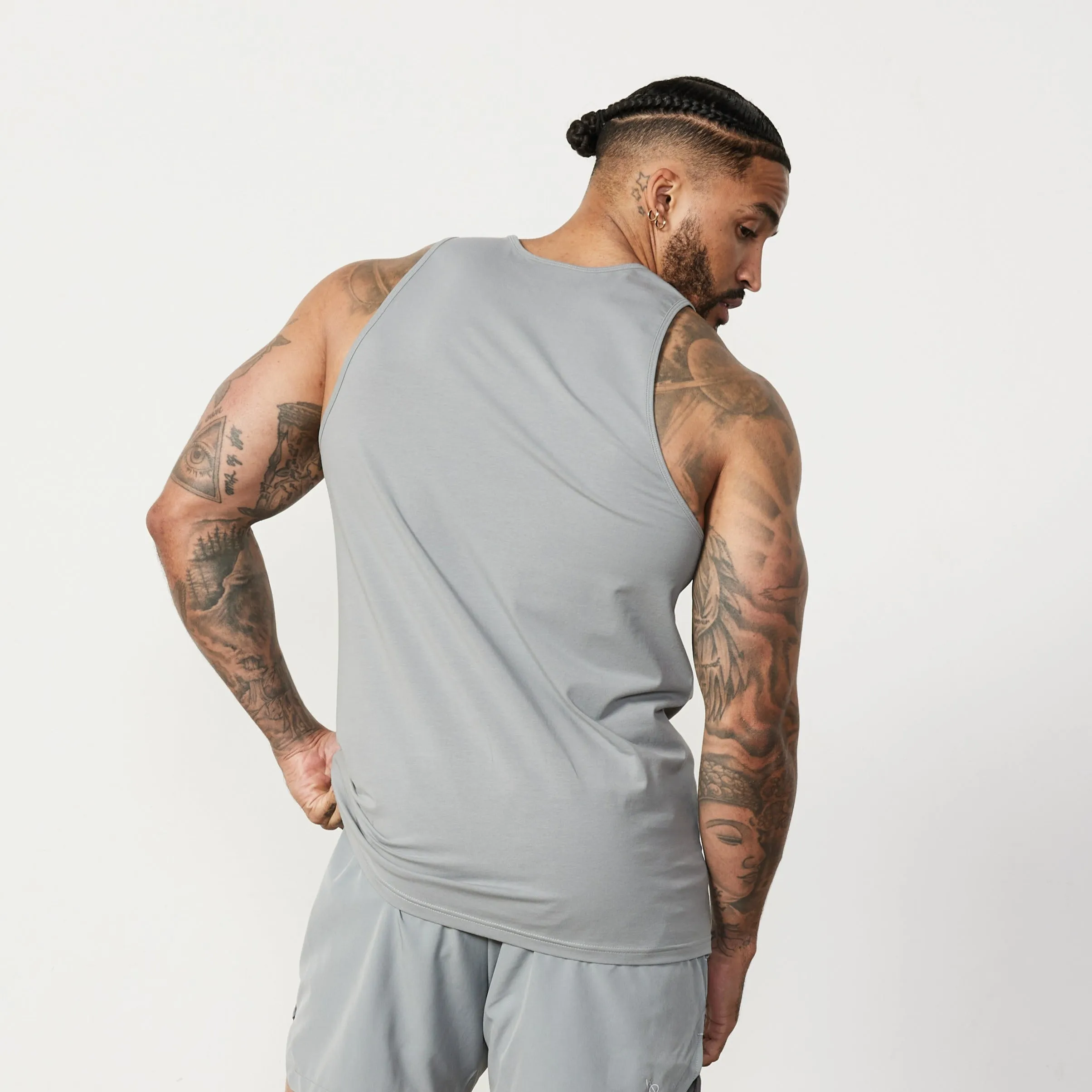 Vanquish Essential Steel Grey Regular Fit Tank Top Quick Release Moisture Control Agricultural - useful