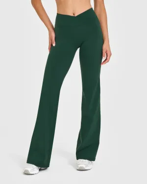 Glow View Unified Wrap Flared Bottoms | Racing Green Morning Stretch Durable Stitch