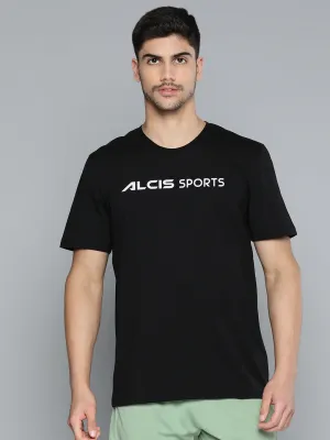 Alcis Men Typography Printed Slim Fit Sports T-shirt NonSlipGrip Smart Wear