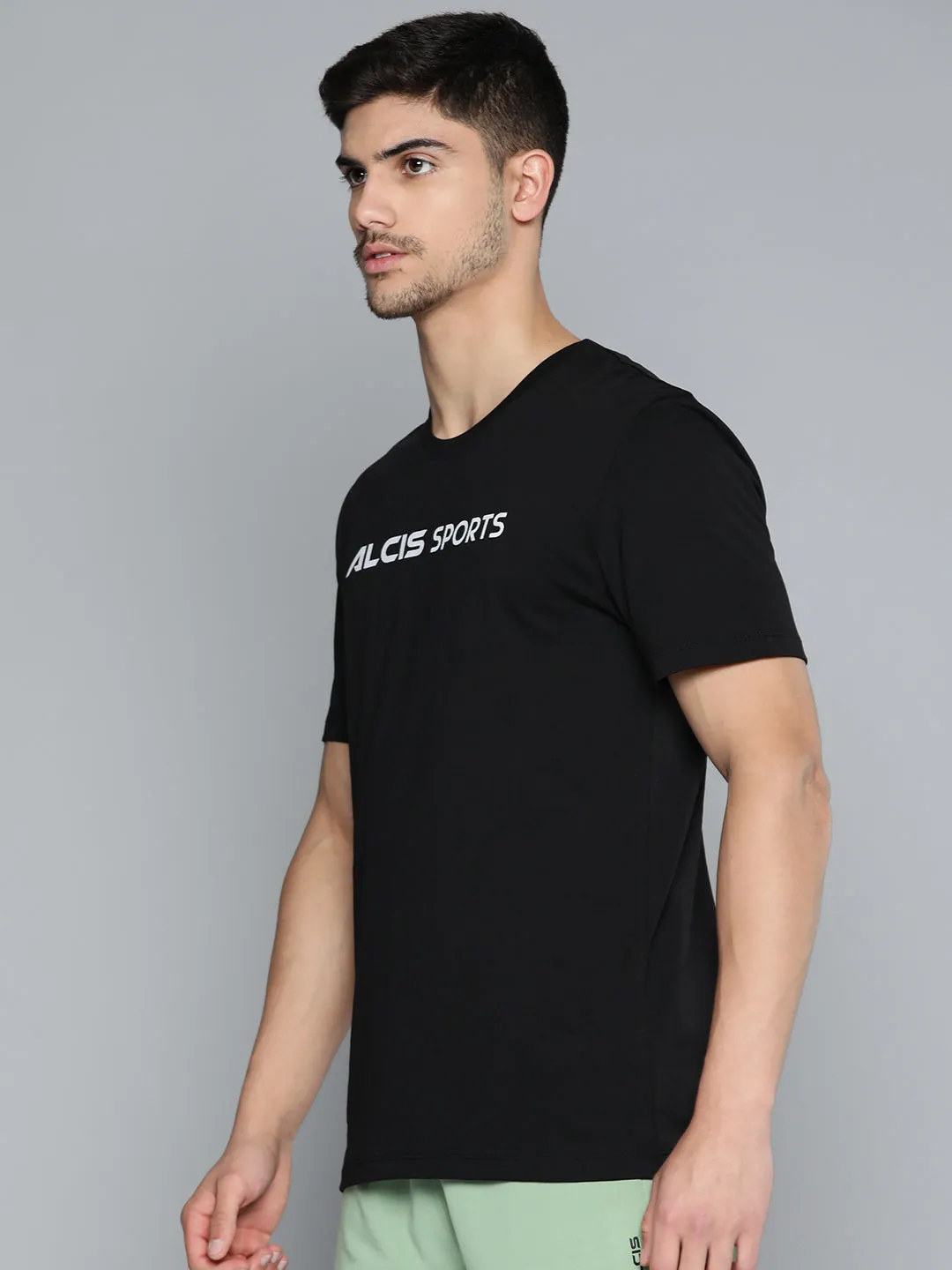 Loose Thread EcoFriendlyProduction Alcis Men Typography Printed Slim Fit Sports T-shirt