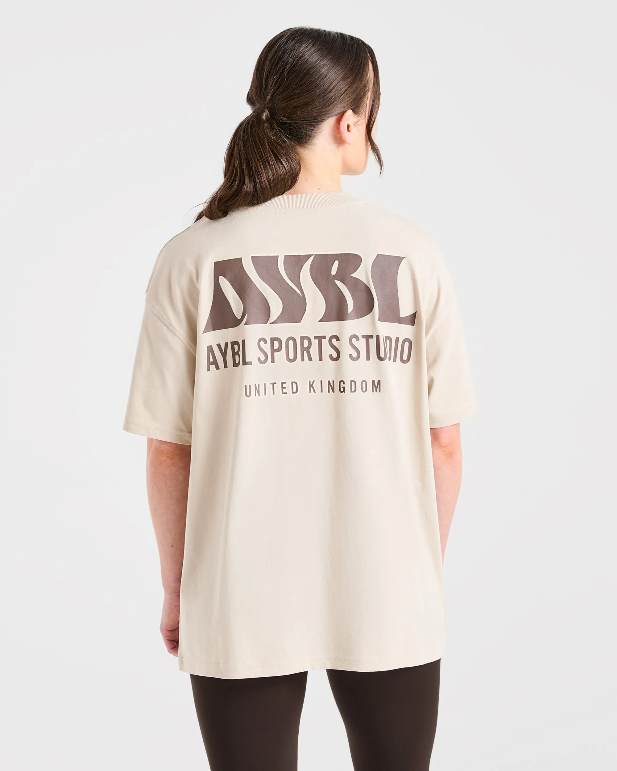 Tear Resistant Weave AYBL Sports Studio Oversized T Shirt - Beige anti slip grip