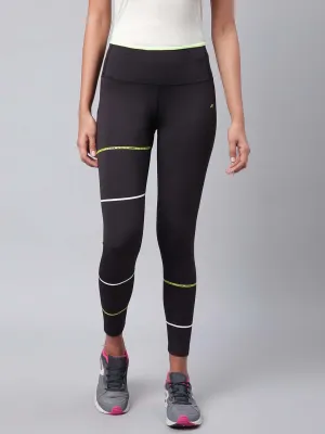 Alcis Women Black Drytech  Solid Cropped Training Tights Fitness Training Beginner Level